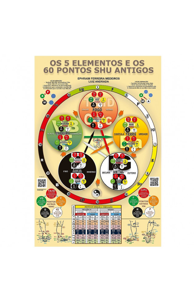 Mapa Os 5 Elementos e os 60 Pontos Shu Antigos G