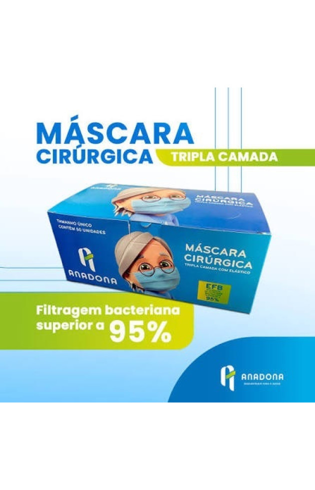 Máscara Cirúrgica Descartável Tripla Camada com EFB > 95%  com 50 unid