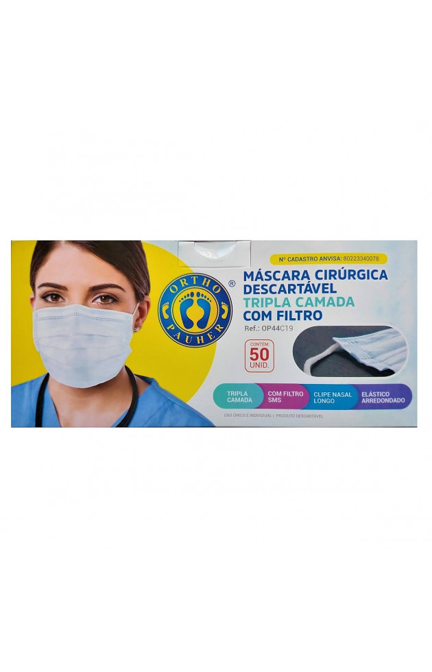 Máscara Cirúrgica Descartável Tripla Camada Com Filtro com 50 unid - 2